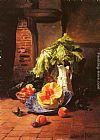 David Emile Joseph de Noter A Still Life With A White Porcelain Pitcher, Fruit And Vegetables painting